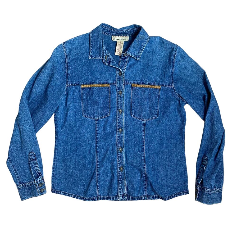Telluride Clothing Co. Womens Classic Denim Button Up Shirt Size 10 Vintage 90s